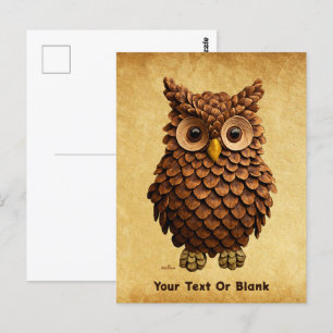 Cartão Postal Pine Cone Owl