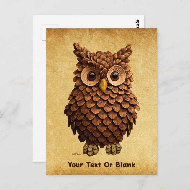 Cartão Postal Pine Cone Owl (Frente/Verso)