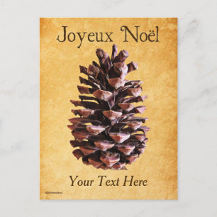 Cartão Postal Pine Cone Sobre O Papel Vintage - Joyeux Noël