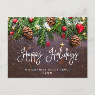 Cartão Postal Pine Cones Branch Christmas Corporate Saudação