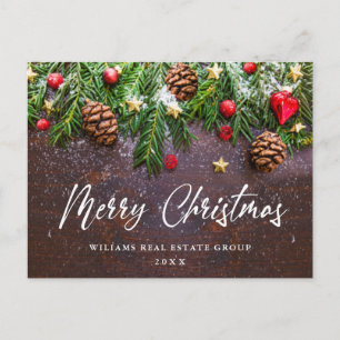 Cartão Postal Pine Cones Branch Christmas Corporate Saudação Pos