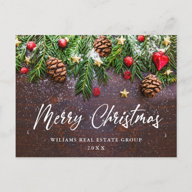Cartão Postal Pine Cones Branch Christmas Corporate Saudação Pos (Frente)