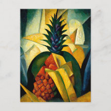 Pineapple fruit in abstract modern painting. 