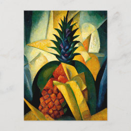 Cartão Postal Pineapple fruit in abstract modern painting. 