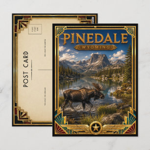 Cartão Postal Pinedale Wyoming Arte Deco Vintage Era de Ouro