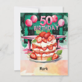 Cartão Postal Ping Pong 50º aniversário com Bolo