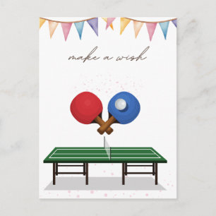 Cartão Postal Ping Pong Happy Birthday Mesa Player Posto