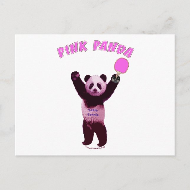 Cartão Postal Ping Pong Panda Rosa (Frente)