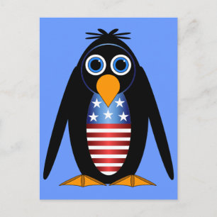 Cartão Postal pinguim 4 de julho