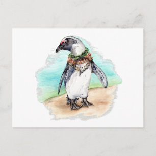 Cartão Postal Pinguim Africano em uma Praia