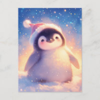 Pinguim Bebê de Chapéu Vermelho de Papai Noel