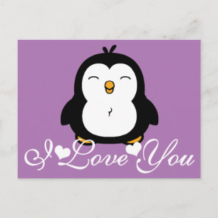 Cartão Postal Pinguim Bonito Eu Te Amo