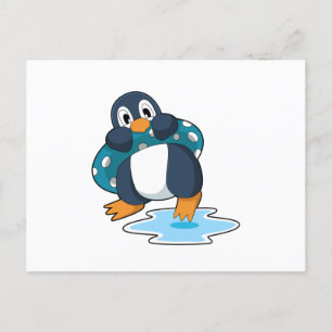 Cartão Postal Pinguim com bóia salva-vidas