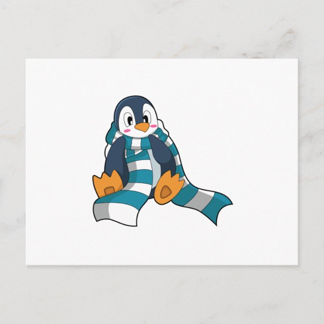 Cartão Postal Pinguim com Cachecol (Frente)