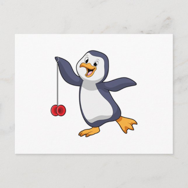 Cartão Postal Pinguim com Io-Iô (Frente)