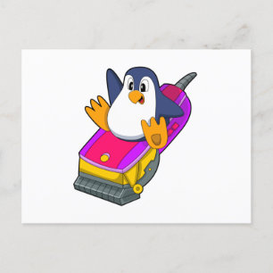 Cartão Postal Pinguim como cabeleireiro com Razor