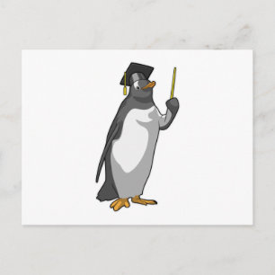 Cartão Postal Pinguim como professor com ponteiro