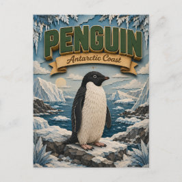 Cartão Postal Pinguim Costa Antártica POPCUT