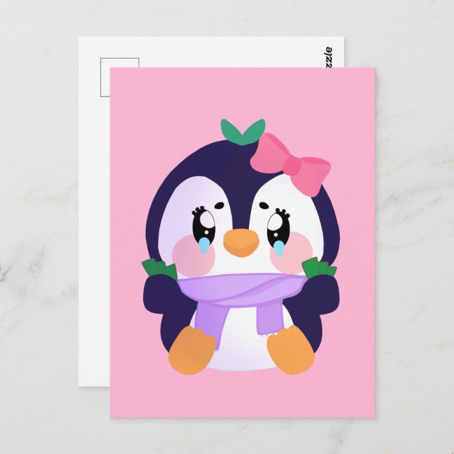 Cartão Postal Pinguim Cuto Simples (Frente/Verso)