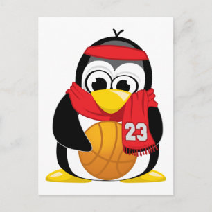 Cartão Postal Pinguim de Basquete Scarf