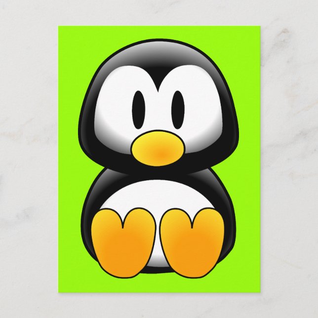 Cartão Postal Pinguim de Cartoon de Bebê (Frente)