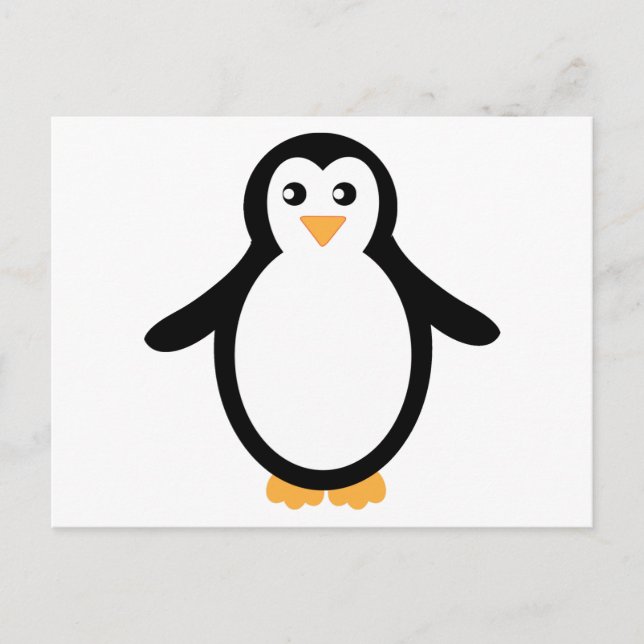 Cartão Postal Pinguim de desenho branco e preto (Frente)
