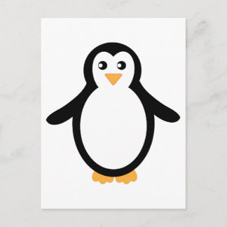Cartão Postal Pinguim de desenho branco e preto