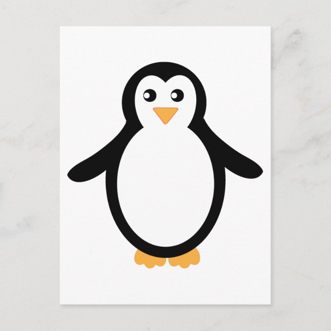 Cartão Postal Pinguim de desenho branco e preto (Frente)