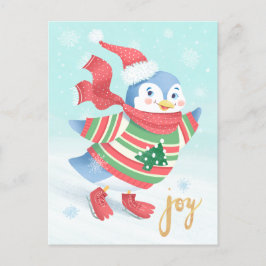 Cartão Postal Pinguim De Ice Azul