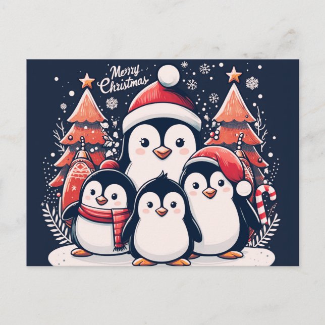 Cartão Postal Pinguim de Natal por Rp (Frente)