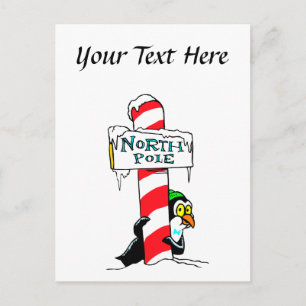 Cartão Postal Pinguim do Polo Norte, um belo desenho