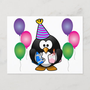 Cartão Postal Pinguim Fofo com balão