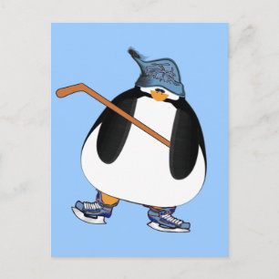 Cartão Postal Pinguim Hockey