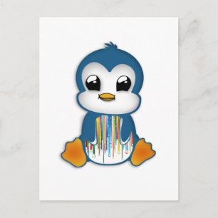 Cartão Postal Pinguim-laranja azul-acinzentado