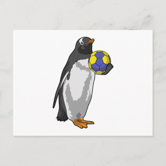 Cartão Postal Pinguim no Esporte Handebol (Frente)