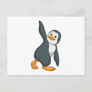 Cartão Postal Pinguim no exercício de alongamento de yoga