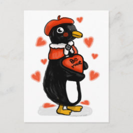 Cartão Postal Pinguim Parisiense Dia de os namorados