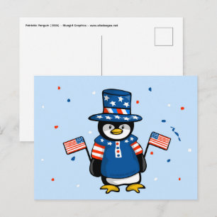 Cartão Postal Pinguim Patriótico