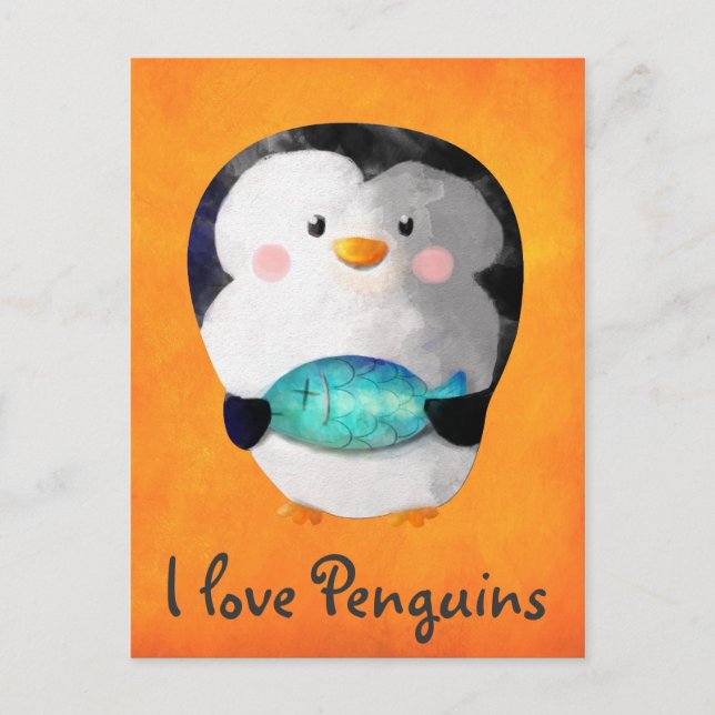 Cartão Postal Pinguim Pequeno e Bonito (Frente)
