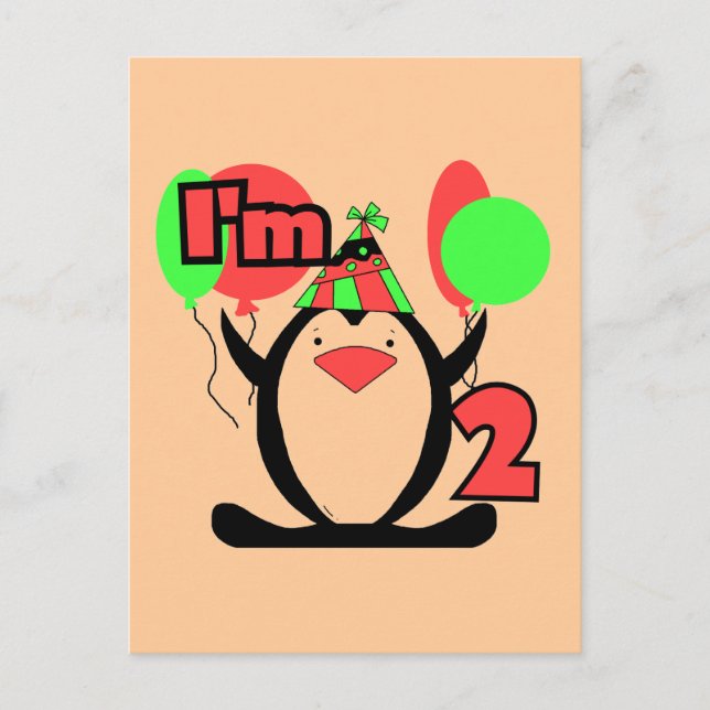 Cartão Postal Pinguim sou dois Camisetas e presentes (Frente)