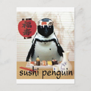 Cartão Postal pinguim sushi