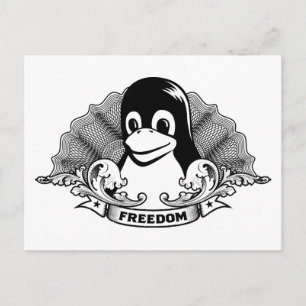Cartão Postal Pinguim Tux - (Linux, Código Aberto, Copyleft, FSF