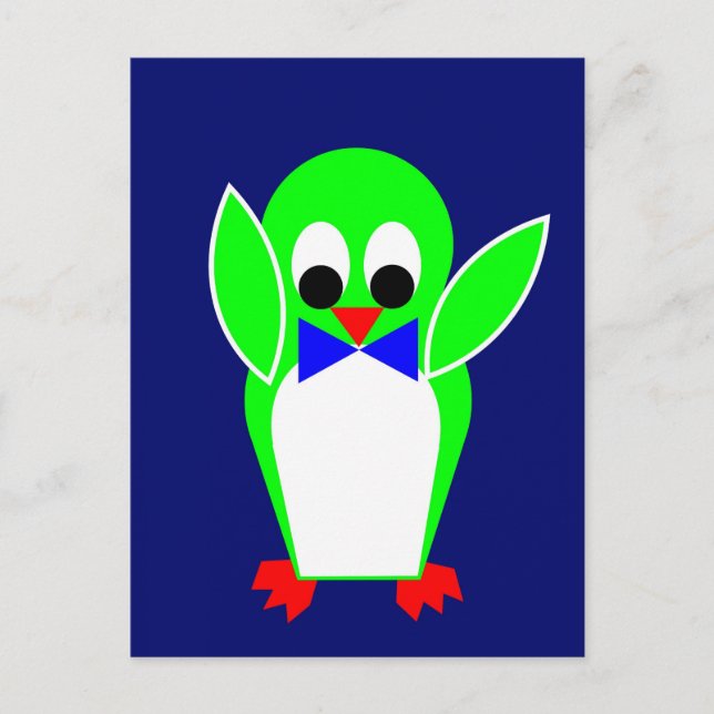 Cartão Postal Pinguim - Verde (Frente)