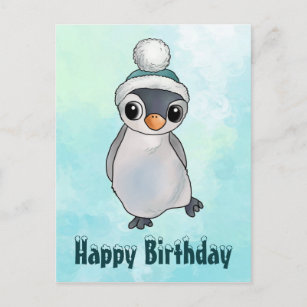 Cartão Postal Pinguin mit Mütze