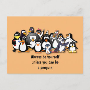 Cartão Postal Pinguins animados e bonitos