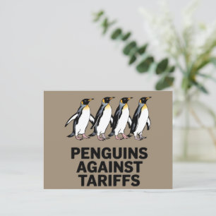 Cartão Postal Pinguins Antigos Protestam Contra Tarifas Engraçad