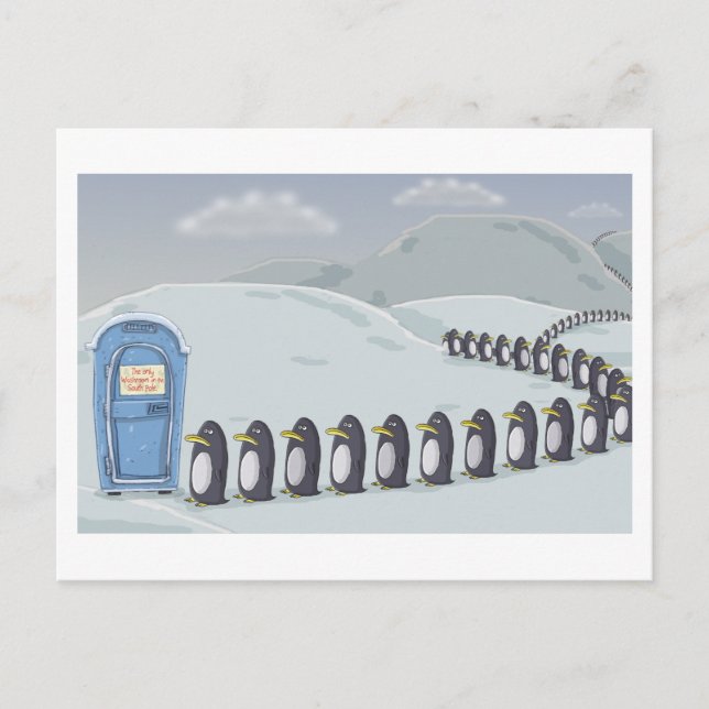 Cartão Postal Pinguins bonitos, só um banheiro no Polo Sul. (Frente)