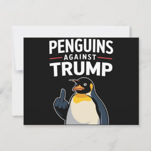 Cartão Postal Pinguins de Asas Levantadas Resistem Contra Trump
