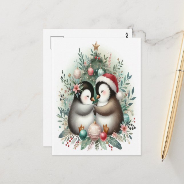 Cartão Postal Pinguins de Natal 4 (Frente/Verso In Situ)