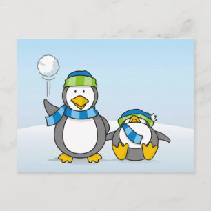 Cartão Postal Pinguins de neve